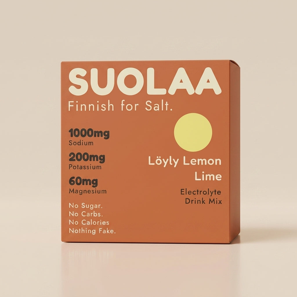 SUOLAA Löyly Lemon Lime electrolyte drink mix — 6-pack of 30-stick boxes, studio hero